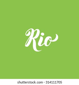 Rio city name hand-lettering calligraphy. Premium Handmade vector Lettering.