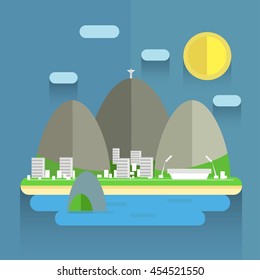 Rio de Janeiro - the best place for travel and leisure. Vector illustration made in a flat style.