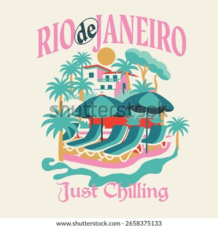 Rio de Janeiro in brasil. new fashion trend with graphics. summer t shirt graphics. Brazilian tropical fashion design. women's summer design. retro fashion for tee sweat