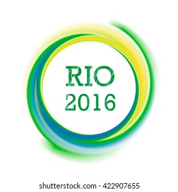 Símbolo o símbolo de Rio de Janeiro Brasil 2016 con colores de bandera brasileña, ilustración vectorial