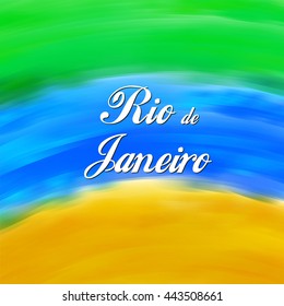 Rio de Janeiro Brazil background watercolor colors Brazilian flag easy all editable