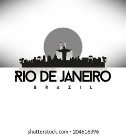 Rio de Janeiro Brazil, Black Skyline Design, vector illustration.