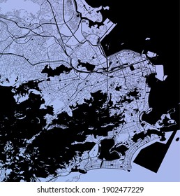 Rio de Janeiro, Brasilien (BRA) - Urban Vektor Stadtplan mit Parks, Schiene und Straße, Autobahnen, minimalistisches Stadtplan-Design Plakat, Stadtzentrum, Innenstadt, Transitnetz, Farbverlauf-Plan