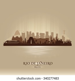 Rio de Janeiro Brazil city skyline vector silhouette illustration