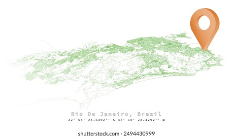 Rio De Janeiro, Brasilien ,Detail Straßen Karte mit Standort-Pin, bearbeitbare Vektorgrafik Element Vorlage Bild 