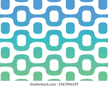 Rio de janeiro Brazil. Geometric pattern on the sidewalk of Ipanema and Leblon beaches in white with a blue and green gradient background. EPS illustration.