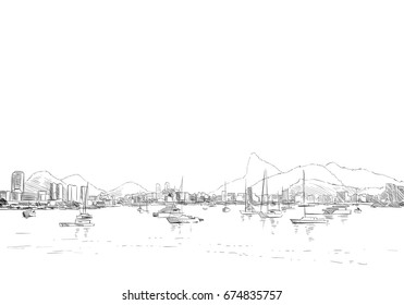 Rio de janeiro. Brazil. Hand drawn city sketch. Vector illustration.