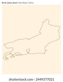 Río de Janeiro, Brasil. Mapa de Vector simple. Forma Estado. Estilo de esquema. Frontera de Río de Janeiro. Ilustración vectorial.