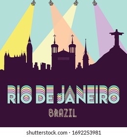 Rio de Janeiro Brazil skyline silhouette flat design vector illustration