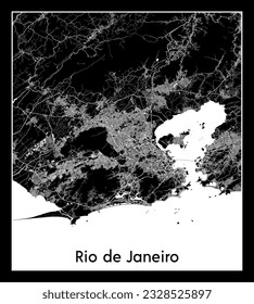 Rio de Janeiro Brasil Mapa de la ciudad de Sudamérica Ilustración del vector blanco negro