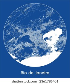 Rio de Janeiro Brazil South America City Map blue print round Circle vector illustration