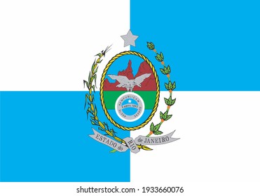 Rio De Janeiro Brazil state flag isolated on white background. Original colors and proportion. Vector eps10	