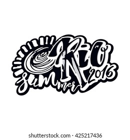 Rio de Janeiro Brazil summer 2016 hand lettering ink drawn motivation poster. Artistic modern brush calligraphy design for a logo, greeting cards, invitations, posters, banners, t-shorts.