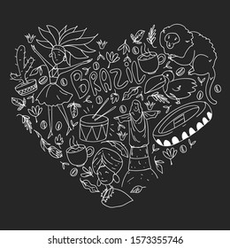 Rio de janeiro Brazil. Vector pattern with national symbols.