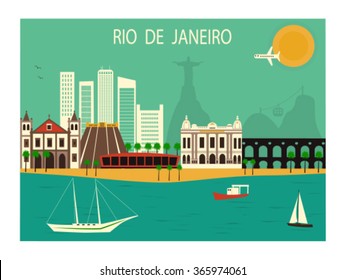 Rio de Janeiro  in Brazil. Vector