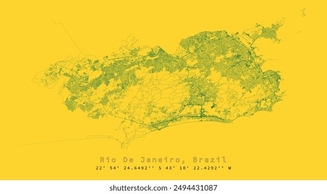 Rio De Janeiro, Brazil,accurate map, detail Streets Roads Map,editable vector element template image for marketing ,product ,wall art