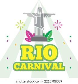 Rio de janeiro carnival poster with famous landmark Vector