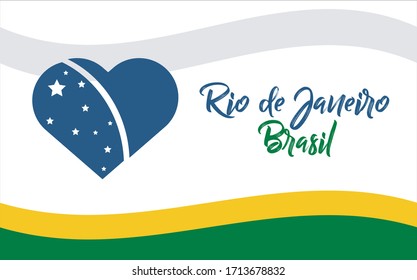 Rio de Janeiro, cidade do Brasil, BR (Rio de Janeiro, city of Brazil, BR in portuguese) banner heart for print and tourism.