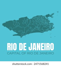 Rio de Janeiro, city, capital of the state of Rio de Janeiro, in southeastern Brazil. Map with all neighborhoods in RJ, based on real cartographic data. All regions of the tourist capital of Brazil.