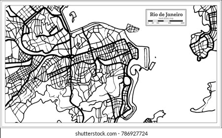 Rio de Janeiro City Map in Black and White Color. Vector Illustration.