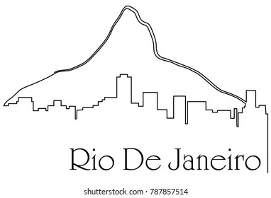 Rio De Janeiro city one line drawing background