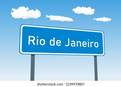 Rio de Janeiro city sign in Brazil. City limit welcome road sign.