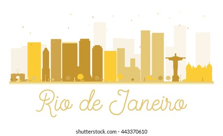 Rio de Janeiro City skyline golden silhouette. Vector illustration. Cityscape with landmarks