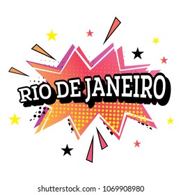 Rio de Janeiro Comic Text in Pop Art Style. Vector Illustration.
