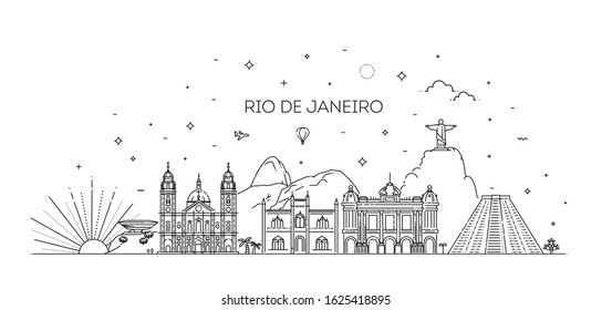 Rio de Janeiro detailed Skyline. Travel and tourism background