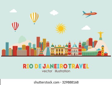 Rio de Janeiro detaillierte Skyline. Vektorillustration