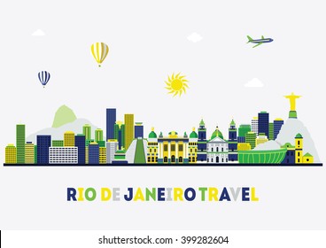 Rio de Janeiro detailed skyline. vector illustration