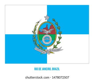 Rio de Janeiro Flag Vector Illustration on White Background. States Flag of Brazil.