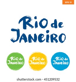 Rio de Janeiro hand drawn vector lettering. 