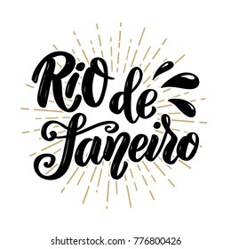 Rio de Janeiro. Hand drawn lettering phrase. Vector illustration