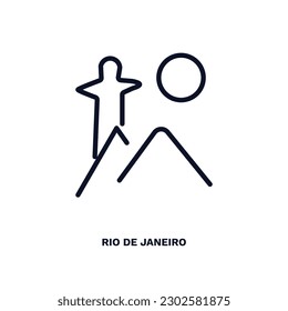 rio de janeiro icon. Thin line rio de janeiro icon from culture and civilization collection. Outline vector isolated on white background. Editable rio de janeiro symbol can be used web and mobile