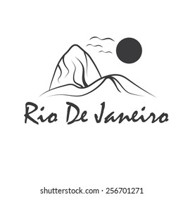 rio de janeiro illustration with sugar head hill