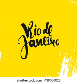 Rio de Janeiro inscription on a yellow background.