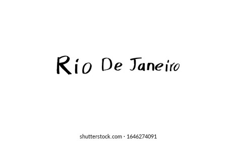 Rio de Janeiro Inschrift, weißer Hintergrund. Kalligrafie-handgemachte Grußkarten, Poster, Aquarellpinsel, Karneval
