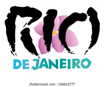 Rio de Janeiro International Cities Hand lettering and Illustration Vector