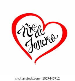  Rio de Janeiro. Lettering. Travel. Brazil.   The design concept for the tourism industry. Vector illustration.