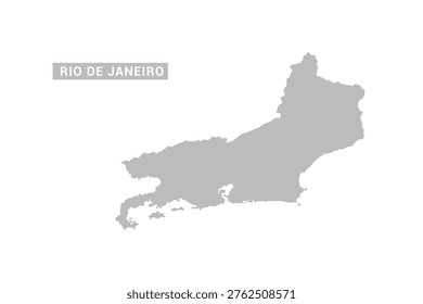 Rio de Janeiro map - Minimal Flat Vector Illustration in Black and Gray, Isolated on White Background, Ideal for Infographics, Educational Use, Reports, and Presentations.
