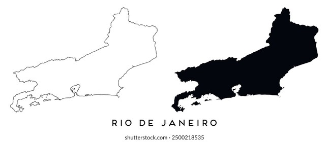 Rio de Janeiro Karte Umrisse und schwarze Silhouette Vektor