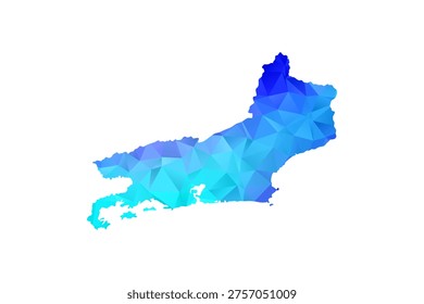 Rio de Janeiro map - Polygon Style Vector Illustration in Blue Gradient, Low Poly Geometric Design, Isolated on White Background, Perfect for Infographics, Education, and Modern Presentations.