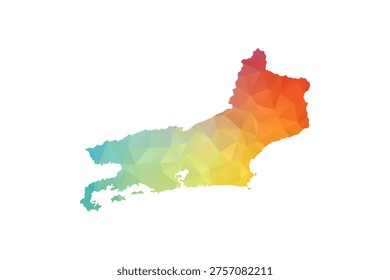 Rio de Janeiro Map - Polygon Style Vector Illustration in Rainbow Gradient, Low Poly Multicolor Geometric Design, Isolated on White Background, Suitable for Reports, and Creative Projects.