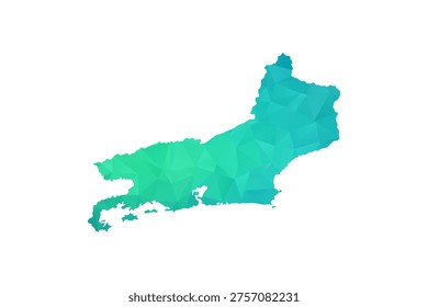Rio de Janeiro Map - Polygon Style Vector Illustration in Green and Blue Gradient, Low Poly Geometric Design, Isolated on White Background, Perfect for Infographics and Learning Use.