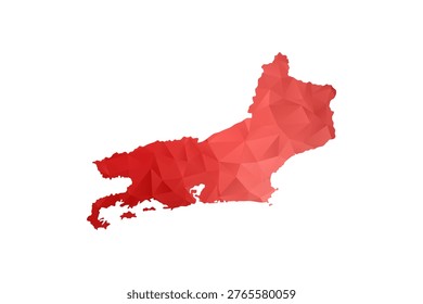 Rio de Janeiro Map - Polygon Style Vector Illustration in Red Gradient, Low Poly Geometric Design, Isolated on White Background, Perfect for Infographics, Reports, and Educational Materials.