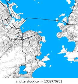 Rio de Janeiro map. Vector outline version high-quality in only two colors.