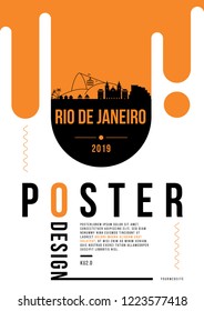 Rio de Janeiro Modern Poster Design with Vector Linear Skyline