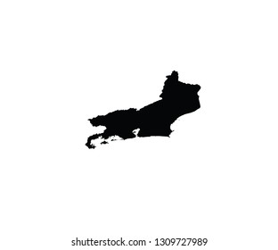 Rio de Janeiro outline map Brazil state region