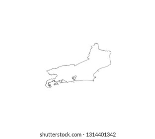 Rio de Janeiro outline map Brazil state region 